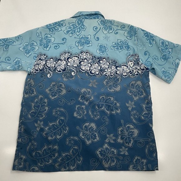 Vintage Hawaiian Shirt Mens XL Blue Floral Tropical Party Club Travel Beach - Picture 8 of 9
